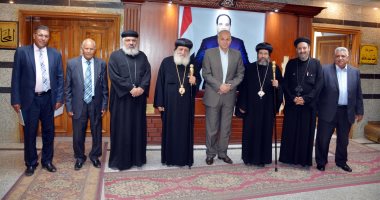 محافظ القليوبية يستقبل وفد قبطى لتقديم التهنئة بعيد الأضحى المبارك