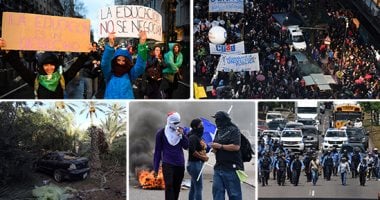 صور.. العالم هذا الصباح.. تجدد المعارك العنيفة بمحيط العاصمة الليبية.. إضرابات ومسيرات للمعلمين فى جامعات الأرجنتين للمطالبة بزيادة الرواتب.. مظاهرات وأعمال عنف فى هندوراس ضد الرئيس هيرنانديز