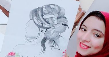 صور.. "شروق" بنت الفيوم تظهر موهبتها المميزة فى الرسم