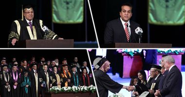 وزير التعليم العالى ومحافظا شمال وجنوب سيناء وحسن راتب الليلة فى احتفالية جامعة سيناء على المحور