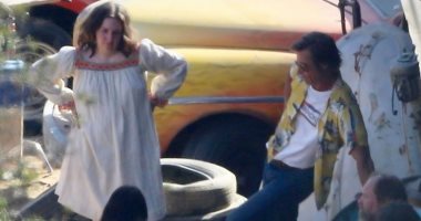 شاهد.. براد بيت فى كواليس تصوير Once Upon a Time in Hollywood بهوليود