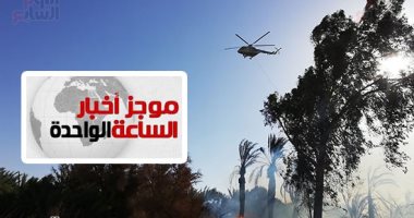 موجز أخبار الساعة 1 ظهرا ..طائرات الجيش تخمد حريقا على مساحة 60 فدان نخيل بالوادى الجديد