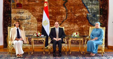 الرئيس السيسي وقرينته يستقبلان ميلانيا ترامب فى قصر الاتحادية