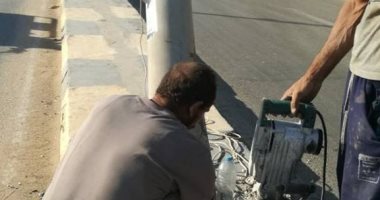 استبدال عمود إنارة مائل بكورنيش النيل ببنى سويف استجابة لـ"اليوم السابع"  