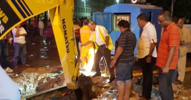 إصلاح هبوط أرضى بحرم الترام غرب الإسكندرية