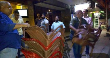 حملات مسائية لرفع اشغالات المقاهى والخيم الرمضانية بالمعادى