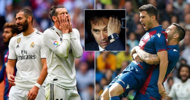 ريال مدريد ينهار قبل أسبوع على مواجهة برشلونة في الكلاسيكو.. الملكى يسقط 2/1 أمام ليفانتى وشكوك حول مستقبل لوبيتيجي.. المدرب الإسبانى يثق فى استمراره.. وانقسام بين الصحافة المدريدية حول إقالته.. فيديو وصور