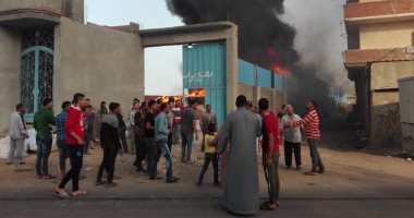 صور.. حريق هائل بمصنع قطن بالمحلة والدفع بسيارات المطافى لإخماد النيران