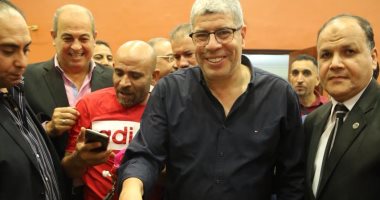 صور.. خالد لطيف والشامى وزاهر والثعلب يدعمون شوبير  بـ" تورتة"  قبل انتخابات الجبلاية