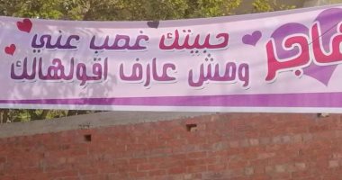 شاب يعترف لفتاة بلافتة بالمنوفية: هاجر.. حبيتك غصب عنى ومش عارف أقولهالك