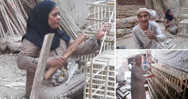  صور  ..  "أم عبادى" ربة منزل بدرجة أسطى فى صناعة الأقفاص من جريد  النخيل .. سيدة قوص تحدت العادات والتقاليد لمساعدة زوجها  فى الكفاح  ورفعت شعار " الشغل مش عيب ولا حرام  "     