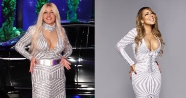 ألين دى جينيريس تتنكر على هيئة "ماريا كارى" وتضع حذاء على رأس طفلة