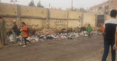القمامة تحاصر أسوار مدرسة زهور وبراعم ترسا فى الجيزة  