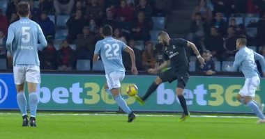 بنزيما يسجل هدف ريال مدريد الأول فى سيلتا فيجو بالدقيقة 23.. فيديو