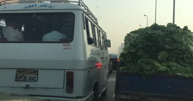 صور..زحام مرورى بمحور صفط فى الاتجاه القادم من الدائرى لنزلة جامعة القاهرة