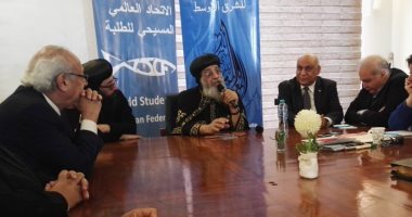 البابا تواضروس يستقبل طلاب المعهد المسكونى بدير الأنبا بيشوى بوادى النطرون
