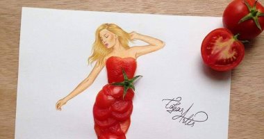 مش للأكل بس.. "إيدجر" يبدع فى تصميم فساتين من الطماطم والفراولة