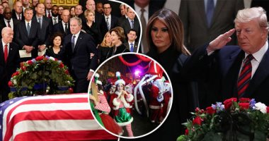 صور.. العالم هذا الصباح.. ترامب وميلانيا يحضران مراسم حفل تأبين الرئيس الأمريكى الأسبق جورج بوش الأب.. "سانتا كلوز" يغزو شوارع العالم استعدادا لاحتفالات الكريسماس.. ورئيس الجابون يظهر بعد رحلة علاجية طويلة