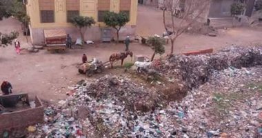 ترعة بمحيط "محور شبرا _ بنها الجديد" تتحول لمستنقع صرف صحى وقمامة وحيوانات نافقة   