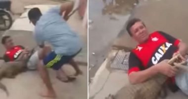 شاهد.. محاولة إنقاذ رجل من فك تمساح فى البرازيل  