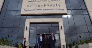 صور.. وفد وزارة التخطيط يتفقد إنشاء المقر الدائم للجامعة المصرية اليابانية للعلوم 