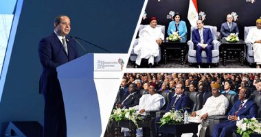 السيسى يفتتح "منتدى أفريقيا 2018"بشرم الشيخ.. ويؤكد: مصر فخورة بانتمائها للقارة السمراء.. ونتطلع لزيادة الاستثمارات من خلال تنفيذ مشروعات مشتركة وعابرة للحدود.. العالم ينظر لقارتنا باعتبارها أرض الفرص الواعدة 