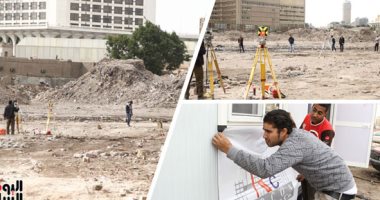بدء العمل بمشروع تطوير مثلث ماسبير.. 3شركات تتسلم 6.4 فدان لإنشاء 4 أبراج سكنية 20 طابقا.. إنشاء كرفانات للعمال ورفع شبكية المساحة لبدء حفر التربة.. وأحد المهندسين: المشروع يوفر 4 آلاف فرصة عمل ونعمل طوال اليوم