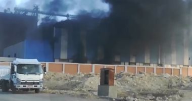 قارئ يشارك بفيديو لحريق هائل بمصنع أعلاف ببنى سويف
