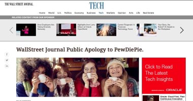 هاكرز يخترقون صحيفة "وول ستريت جورنال" لدعم اليوتيوبر PewDiePie