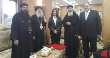 محافظ دمياط تستقبل الأنبا ماركوس مطران دمياط وكفر الشيخ ودير القديسة دميانة ببرارى بلقاس