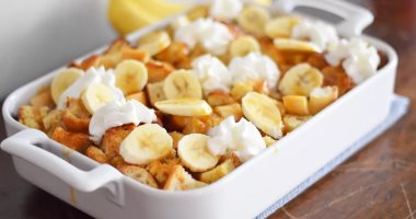 طريقة عمل طاجن الموز بالعيش التوست