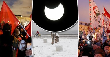 صور.. العالم هذا الصباح.. مظاهرات حاشدة فى بلجراد ضد الرئيس الصربى.. طوكيو تشهد أول كسوف جزئى للشمس فى 2019.. عواصف ثلجية تجتاح اليونان وشلل فى حركة النقل.. مسيرة فى المجر احتجاجًا على قانون العبيد