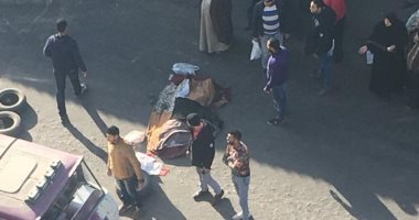 صور.. مصرع سيدة صدمتها سيارة بشارع عرابي بشبرا الخيمة بالقليوبية
