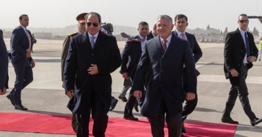 الديوان الملكى الهاشمى يبرز مراسم الاستقبال الرسمية للرئيس السيسى.. صور