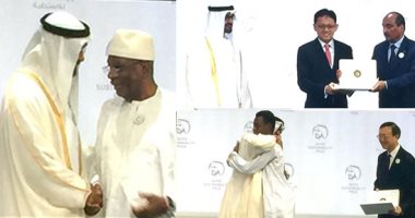 صور.. ولى عهد أبوظبى يكرم 10 فائزين بمبادرات زايد للاستدامة.. ويؤكد: الجائزة حجر الأساس لتحقيق التنمية المستدامة للأمم المتحدة.. سلطان بن جابر: ابتكارات أصحاب المبادرات تساعد فى تغيير حياة ملايين الأشخاص
