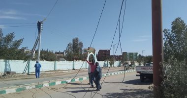 صور.. هندسة كهرباء الداخلة تستكمل خطة إحلال وتجديد الأعمدة والأسلاك المتهالكة