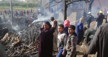 الدفع بـ 9 سيارات إطفاء للسيطرة على حريق بـ 5 زرايب للمواشى بطوخ