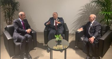 صور.. لقاءات شكرى ونظيريه الأردنى والعراقى ورئيس وزراء لبنان السابق ببيروت