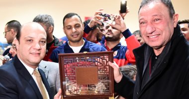 رئيس الجمباز يهدى الخطيب درع الاتحاد