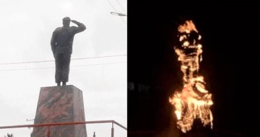 حرق تمثال هوجو تشافيز على أيدى الفنزويلين فى احتجاجات ليلية