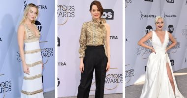 شاهد نجمات العالم بأجمل تصميمات أشهر دور الأزياء العالمية بحفل SAG Awards لعام 2019.. ليدى جاجا أكثر بريقا بالأبيض من Dior.. إيما ستون مذهلة بتوقيع Louis Vuitton.. مارجوت روبى اختارت فستانها من Chanel