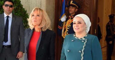 انتصار السيسى تبحث مع قرينة ماكرون قضايا تمكين المرأة