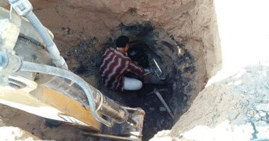 إصلاح كسر في خط الصرف الرئيسي بمدينة الطور جنوب سيناء