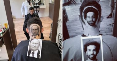 صور  ..اختار نجمك قبل الحلاقة".. حلاق صربى" يبدع فى رسم المشاهير خلال قص الشعر.. الرئيس الروسى بوتين ورئيس كوريا ومارك زوكربيرج وليونيل ميسى ومارادونا أبرز القصات..وظهور خاص لنجم مصر  محمد صلاح