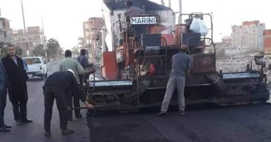 رصف طريق "غرين الغربى" بالبحيرة.. واستمرار أعمال إزالة التعديات على الأراضى