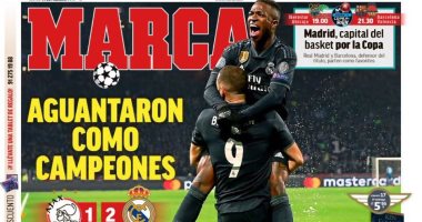 الصحافة الإسبانية تبرز معاناة ريال مدريد ضد أياكس.. فيديو وصور