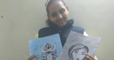 صور.. ملك تلميذة ببنى سويف موهوبة فى الرسم وتحلم بالعمل مهندسة ديكور