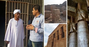 صور.. حكاية أقدم حراس معبد دندرة بقنا.. 40 عاما فى حضرة تأمين تاريخ الأجداد.. الشيخ طلعت: حافظت كل شبر فى المعبد.. ويؤكد: "شايل هم لما أخرج معاش لأن المكان بقى بيتى".. ولعنة الفراعنة موجودة بس مشفتهاش