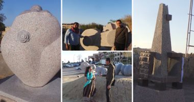 صور.. 320 عملا فنيا فى "سمبوزيوم" أسوان الدولى للنحت.. "آلاء" استخدمت أطنان الجرانيت لمجموعة "التوحد".. و"نصر" يجسد التنمية فى مصر بـ"ماكينة وتروس".. "سينزيا" السويسرية صنعت "عيون الشمس"