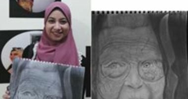 صورها طبق الأصل.. "ندى" لم تتخلى عن موهبتها لتبدع فى رسم لوحات بالفحم